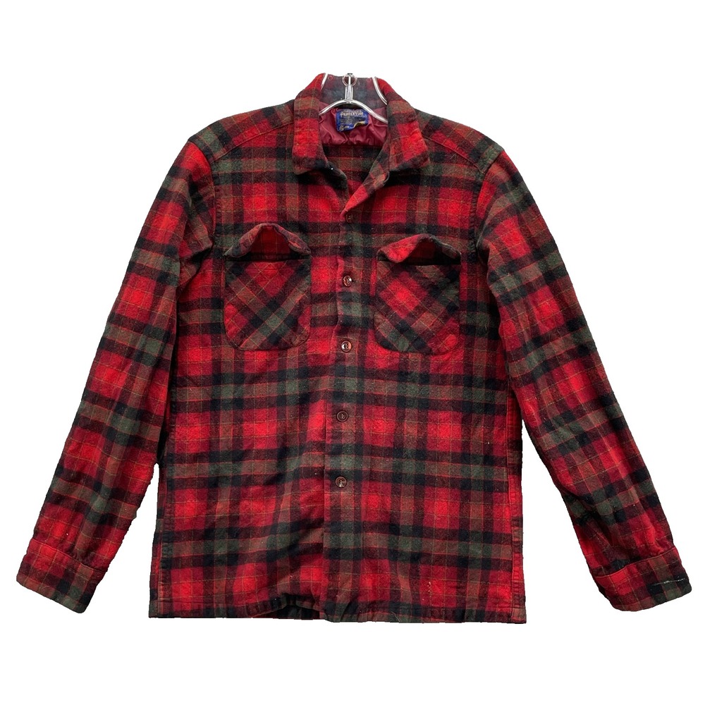 VTG‎ Pendleton 100% Wool Flannel Shirt Med Outdoor Logger Cabin Workwear Grunge